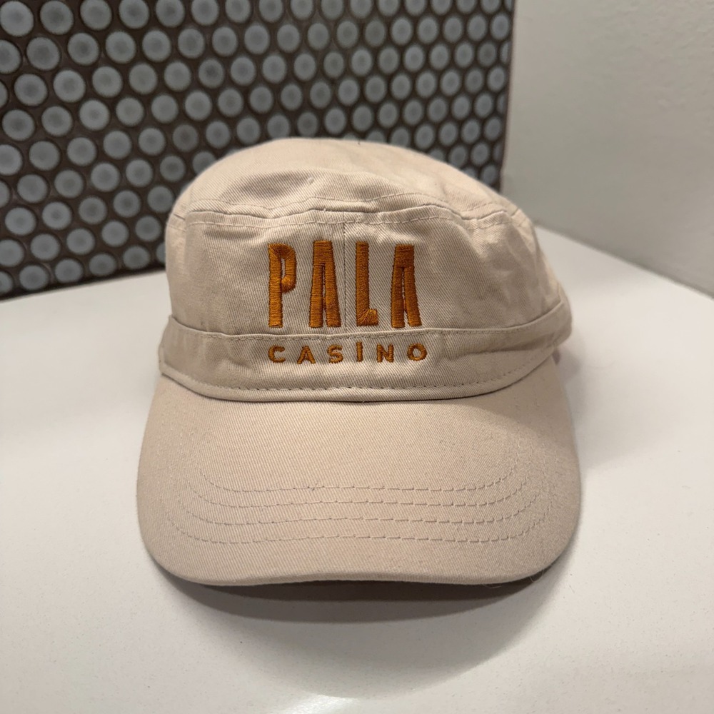 Pala Casino Spa Resort California Hat Cap 5 Panel Beige‎ Strap Back Spellout